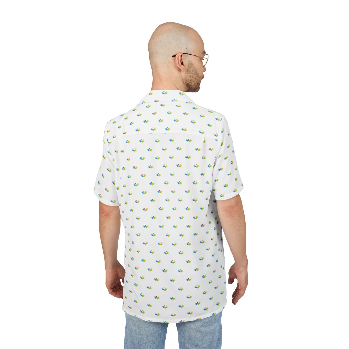 Heart and Hands Tropical Unisex Hawaiian Button-Down Shirt