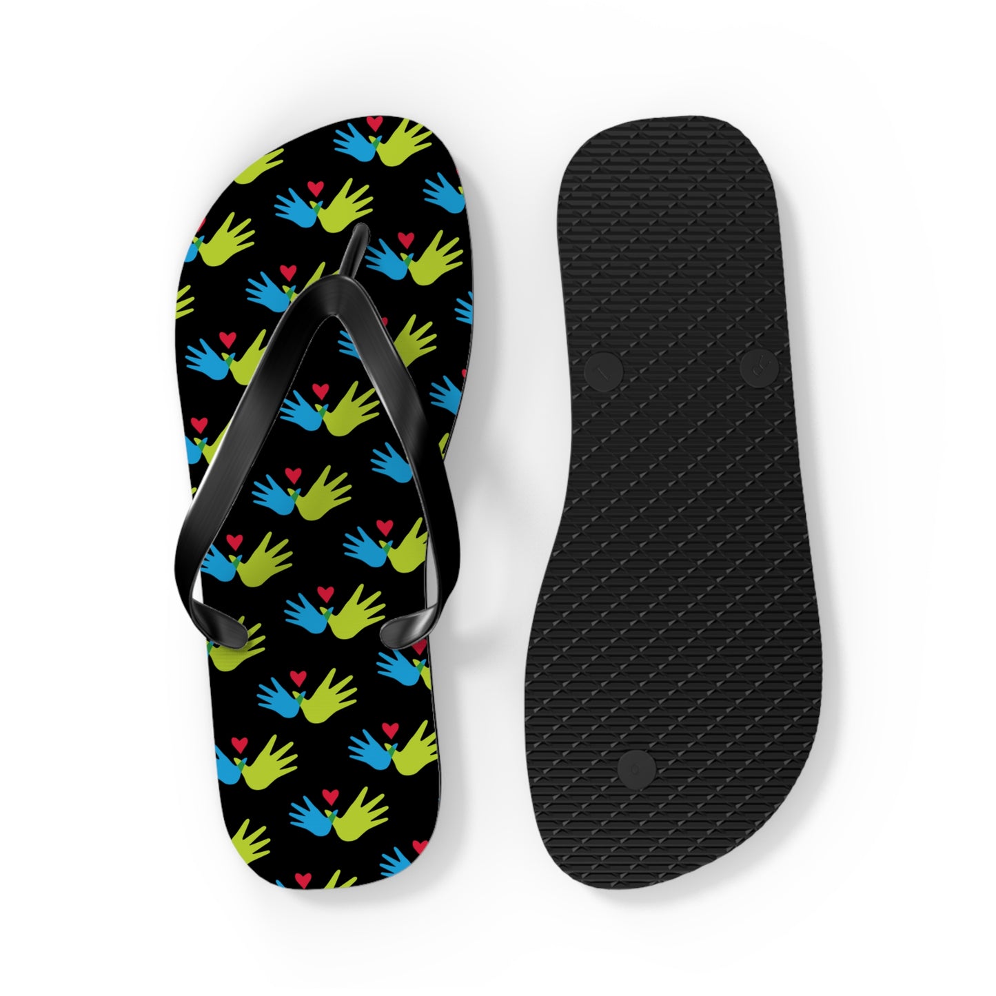 Hand and Hearts Logo Flip Flops