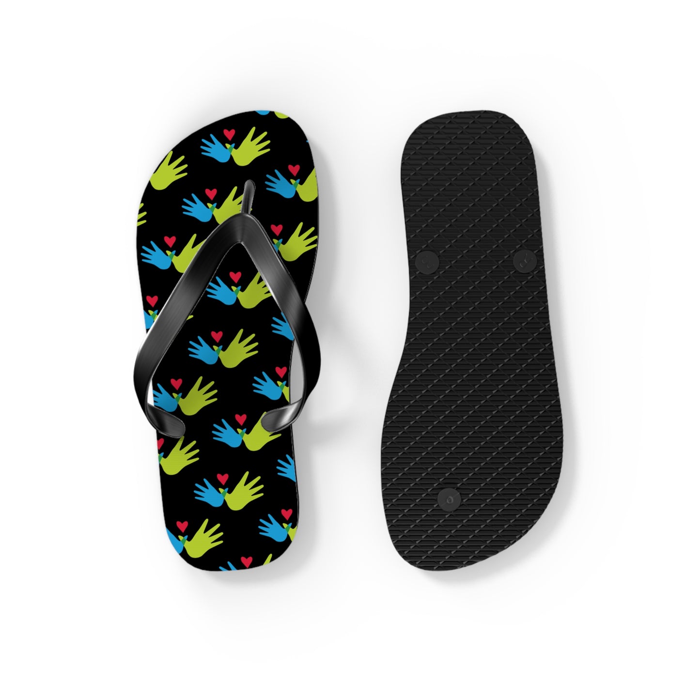 Hand and Hearts Logo Flip Flops