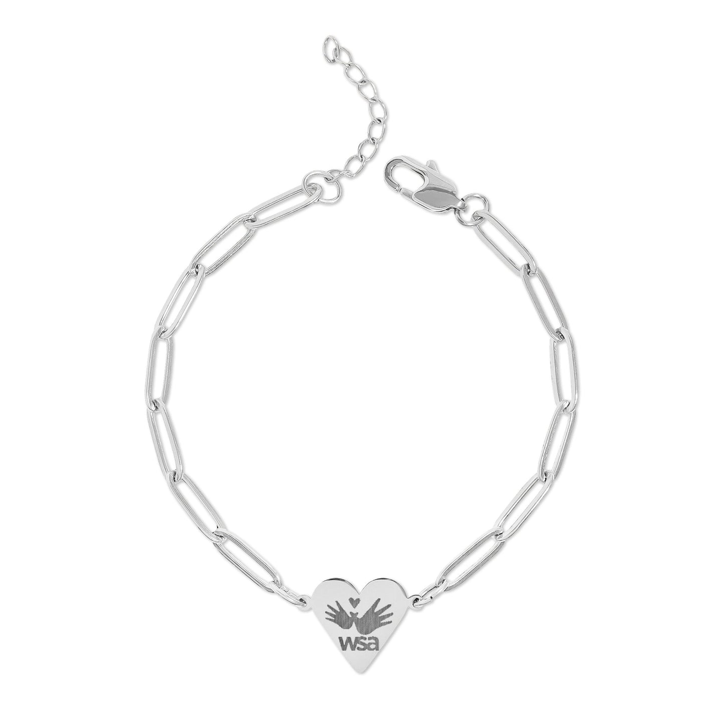 Engraved Paperclip Heart Bracelet