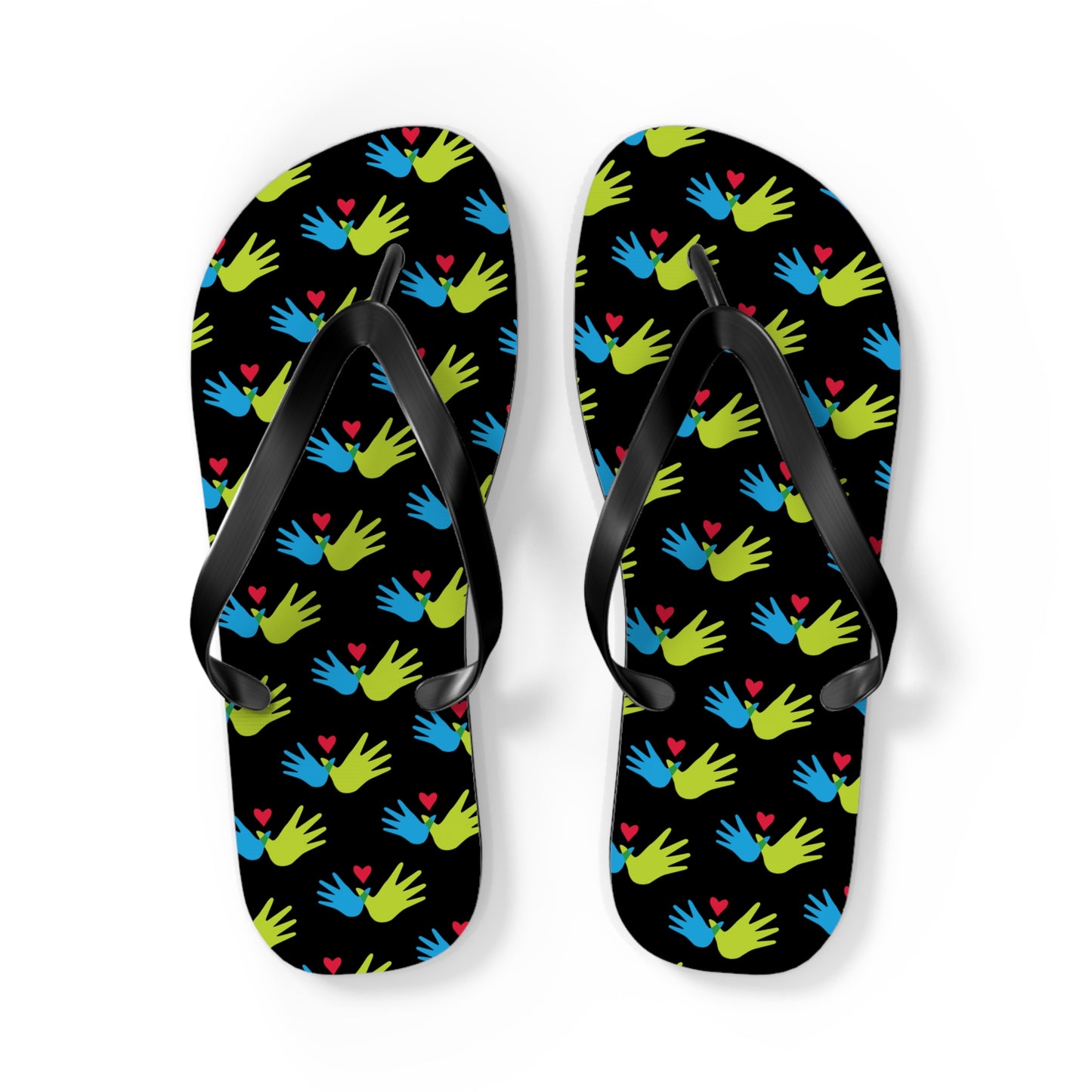 Hand and Hearts Logo Flip Flops