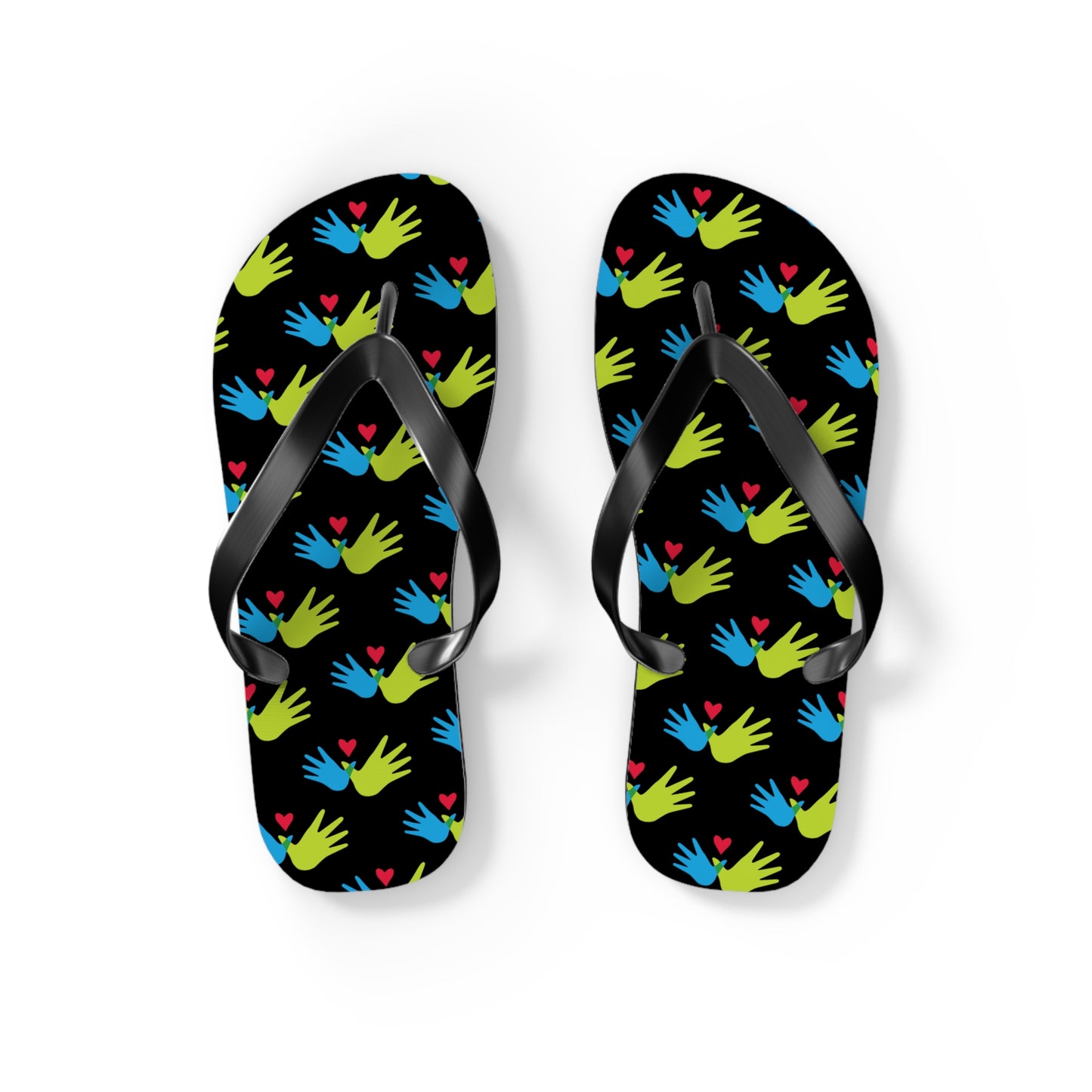 Hand and Hearts Logo Flip Flops