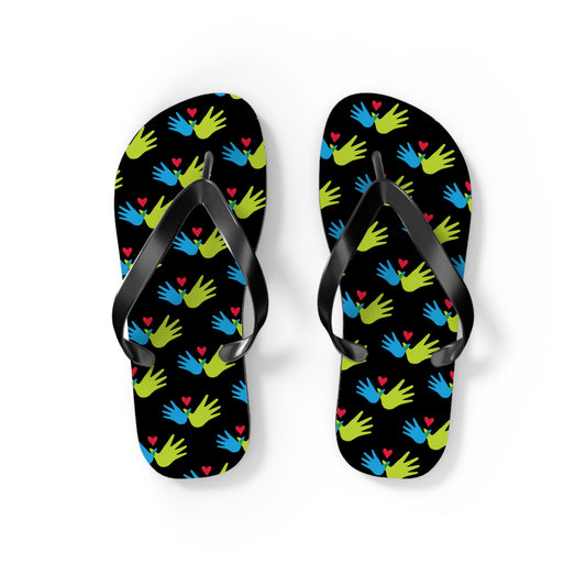 Hand and Hearts Logo Flip Flops