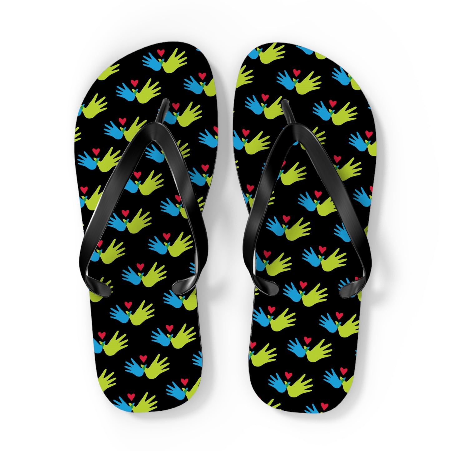 Hand and Hearts Logo Flip Flops