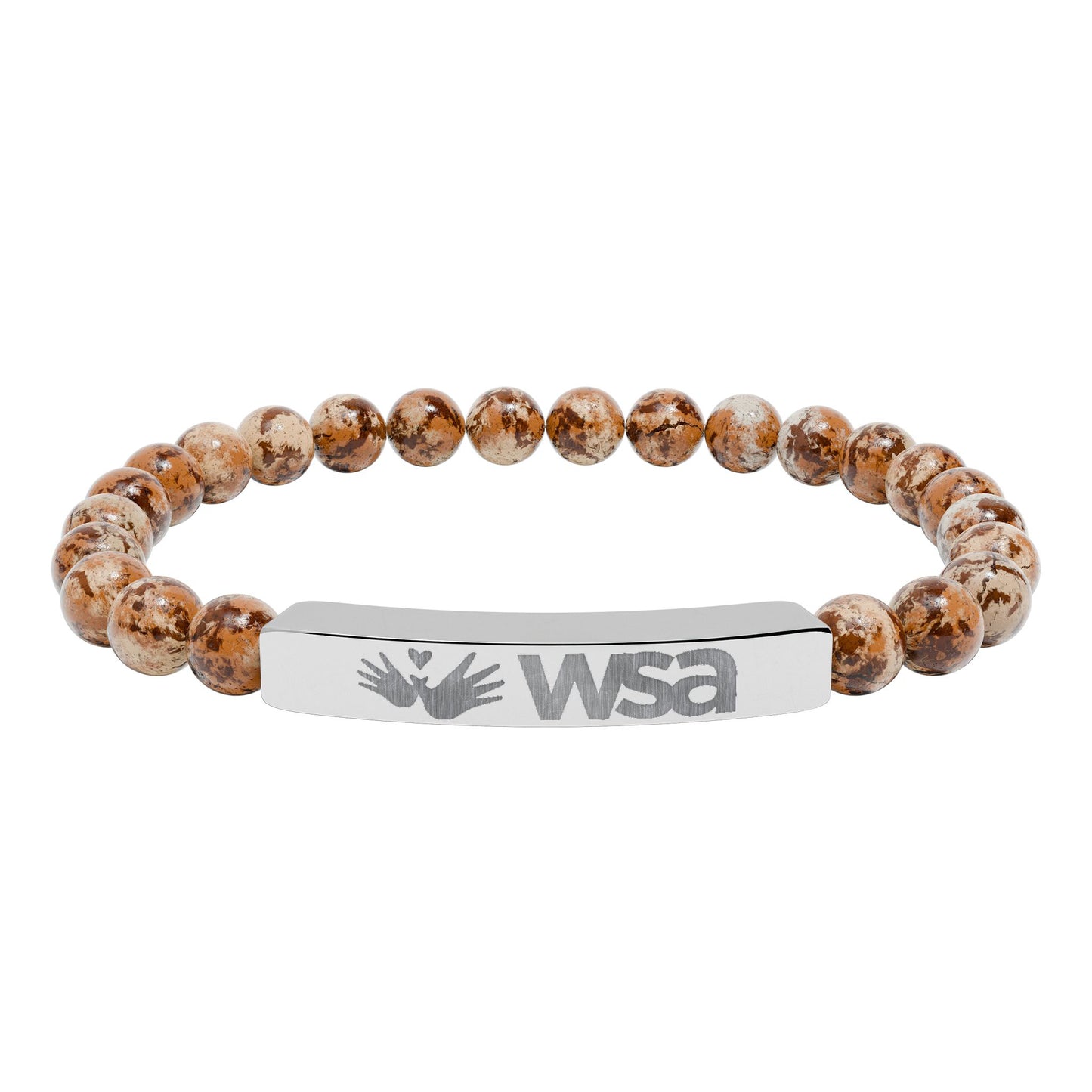 Engraved Natural Stone Stretch Bar Bracelet