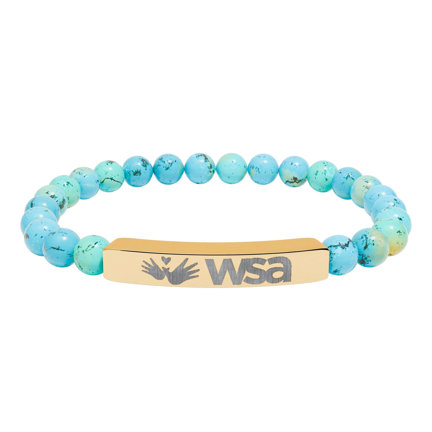 Engraved Natural Stone Stretch Bar Bracelet