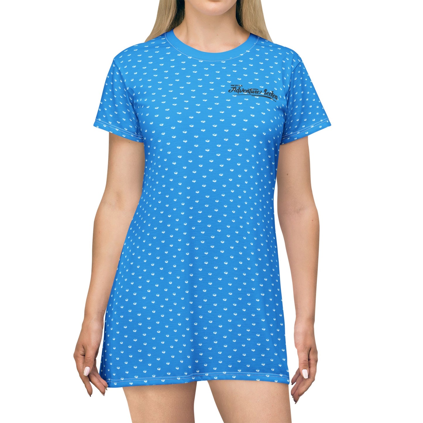 Light Blue Heart and Hand Adventure Seekers T-Shirt Dress