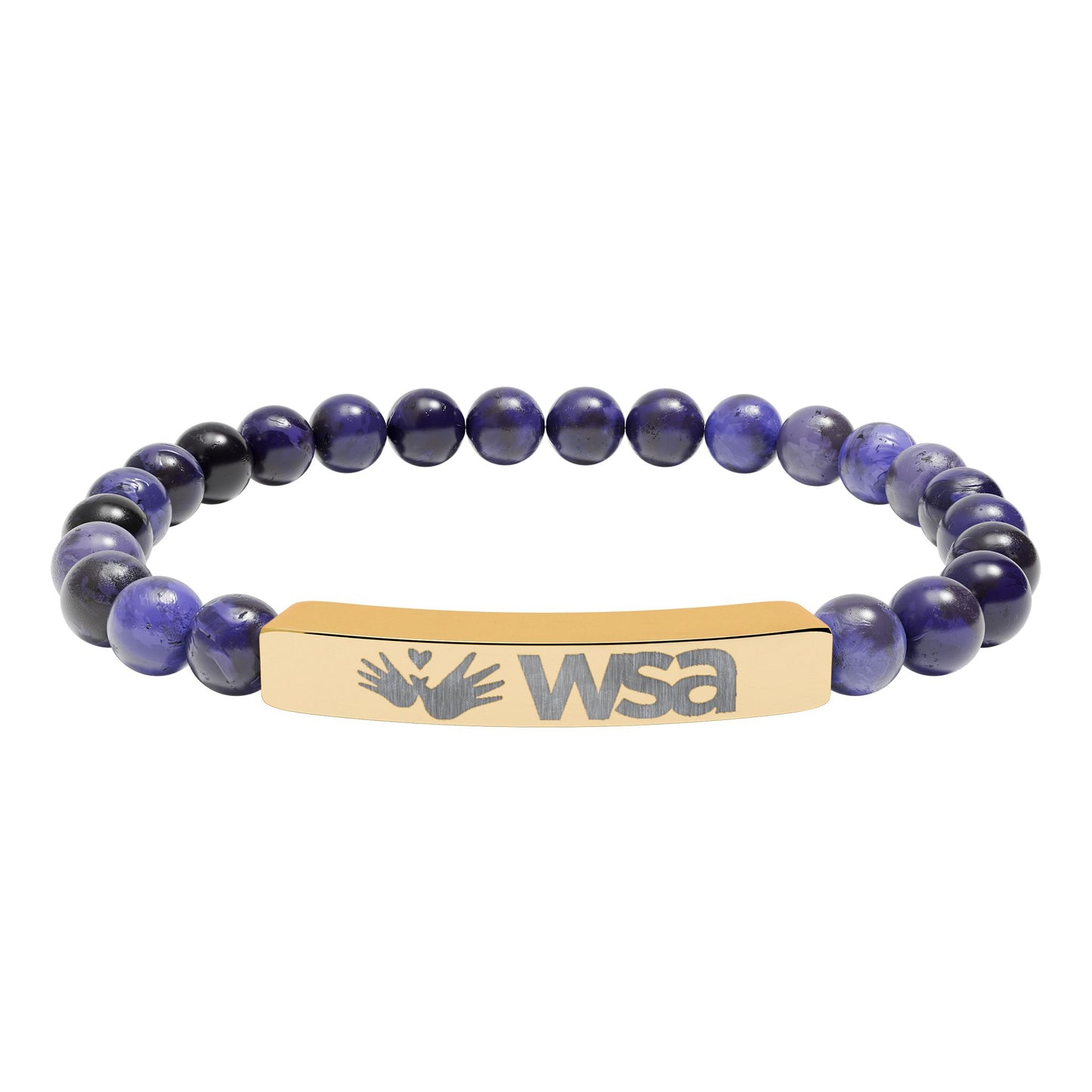 Engraved Natural Stone Stretch Bar Bracelet