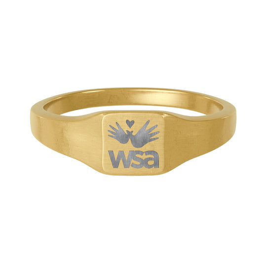 Engraved Gold Square Signet Ring