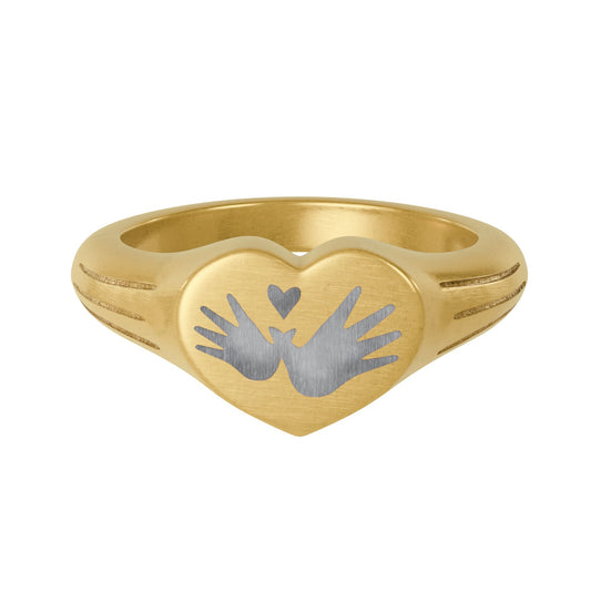 Engraved Heart Signet Ring