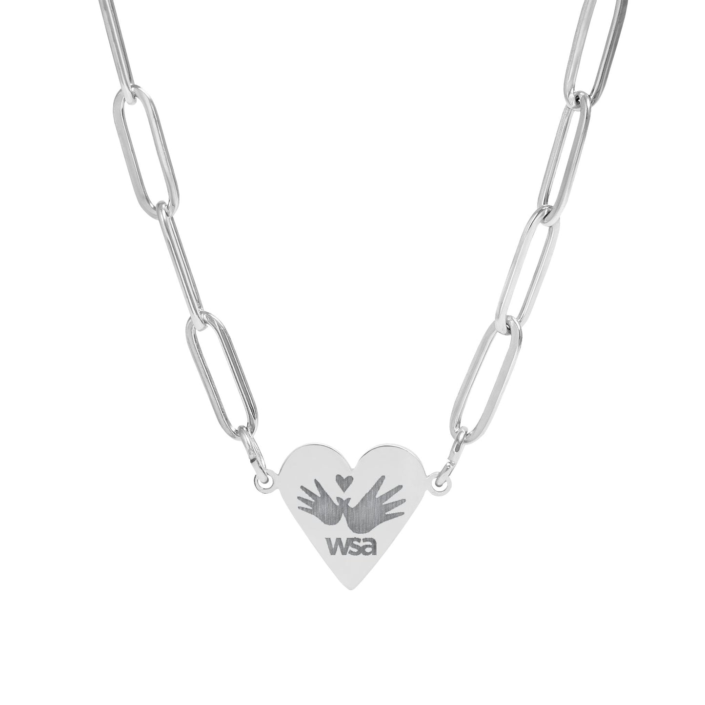 Engraved Paperclip Heart Necklace