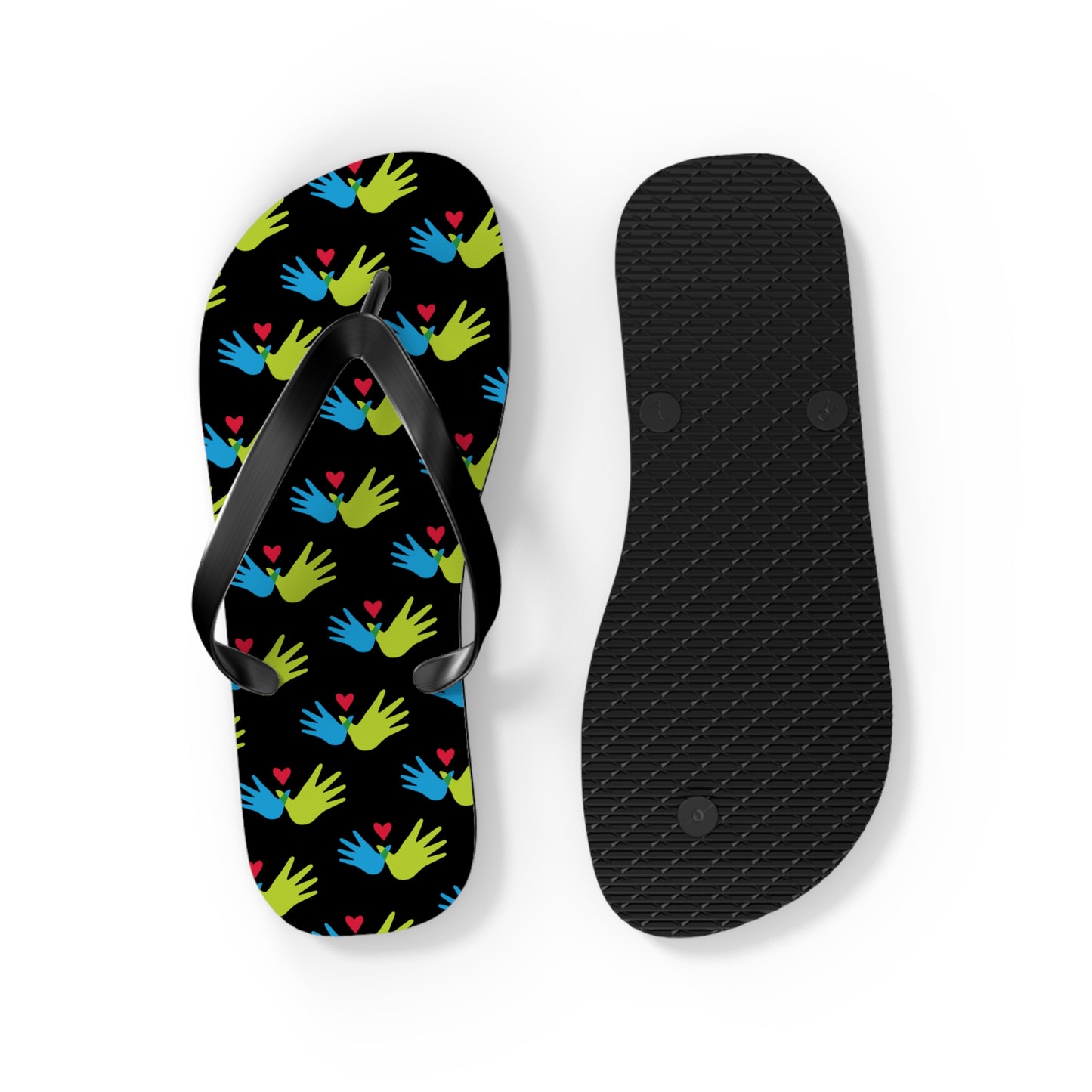 Hand and Hearts Logo Flip Flops