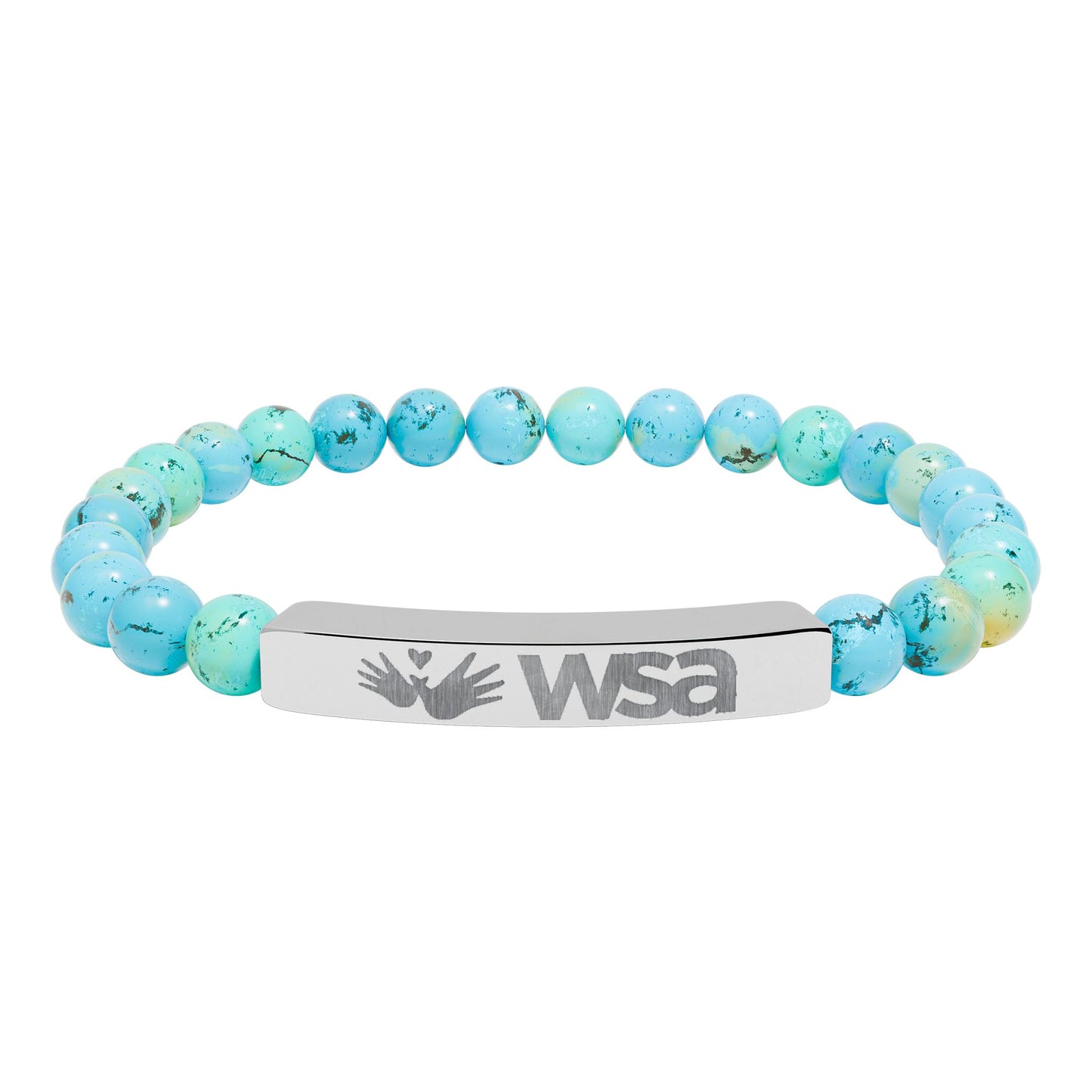 Engraved Natural Stone Stretch Bar Bracelet