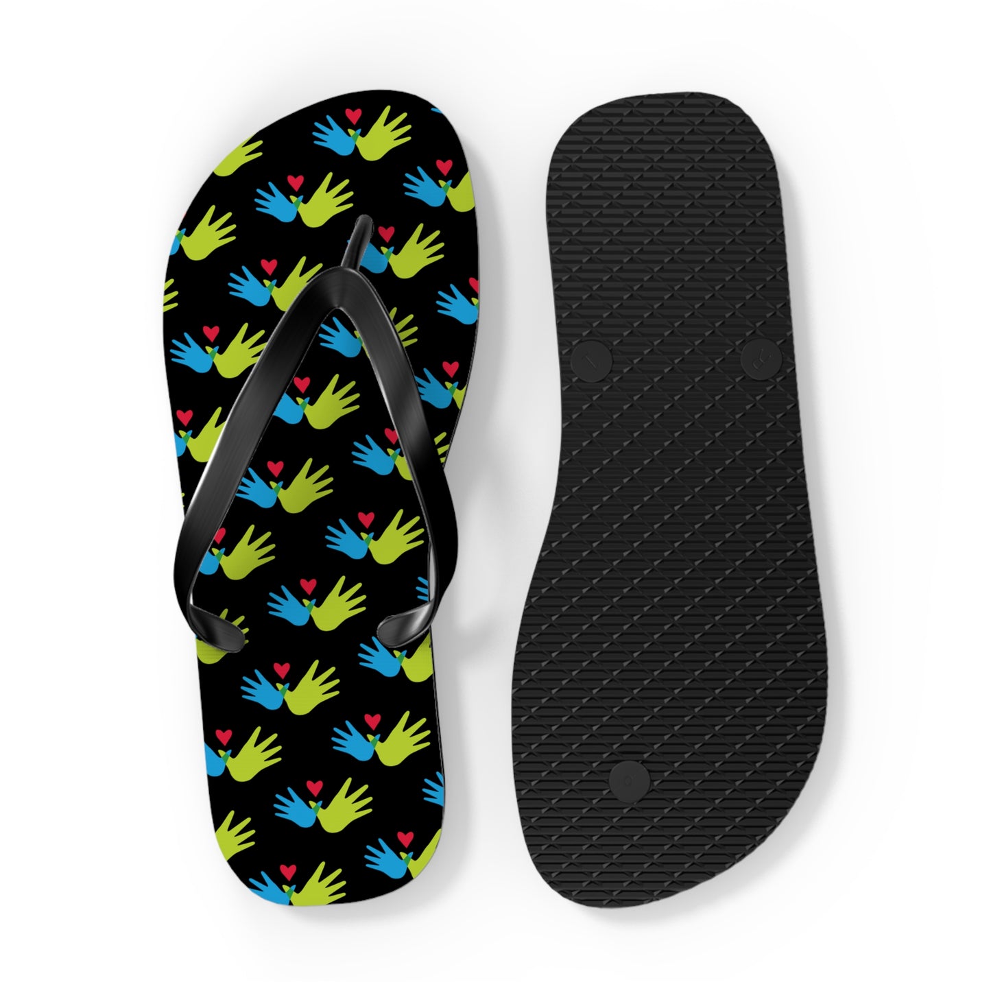 Hand and Hearts Logo Flip Flops
